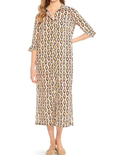 NIC+ZOE Falling Diamonds Dress Orange Multi Clearance