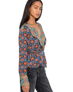 Free People Falling For You Top Blue Combo Hot