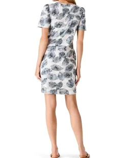 NIC+ZOE Falling Palms T-Shirt Dress Grey Multi Discount