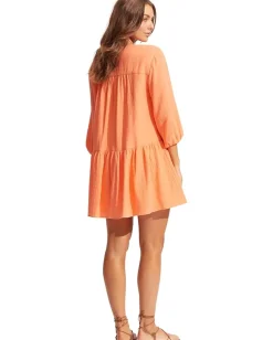 Women Seafolly Fallow Textured Cotton Cover-Up
