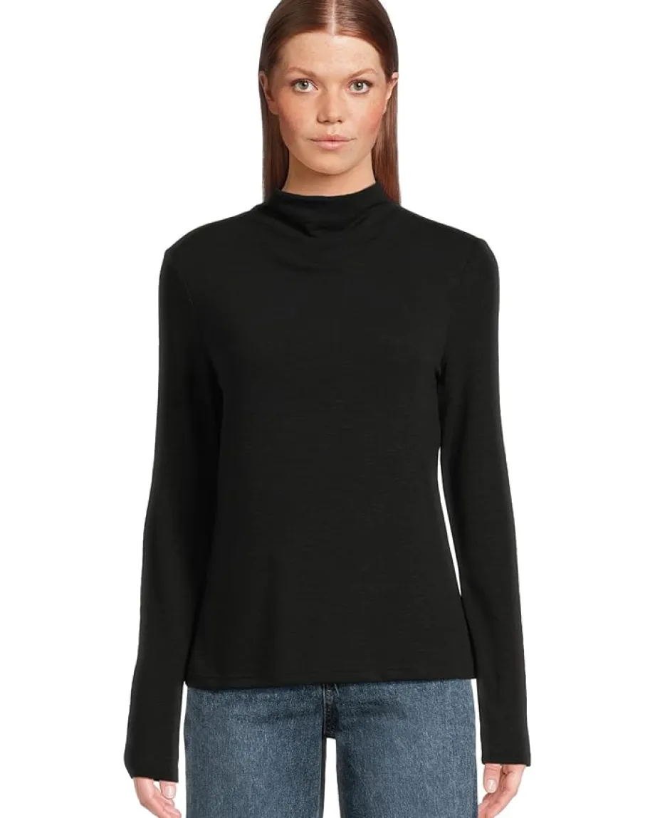 Michael Stars Farrah Mock Neck Top Black Best