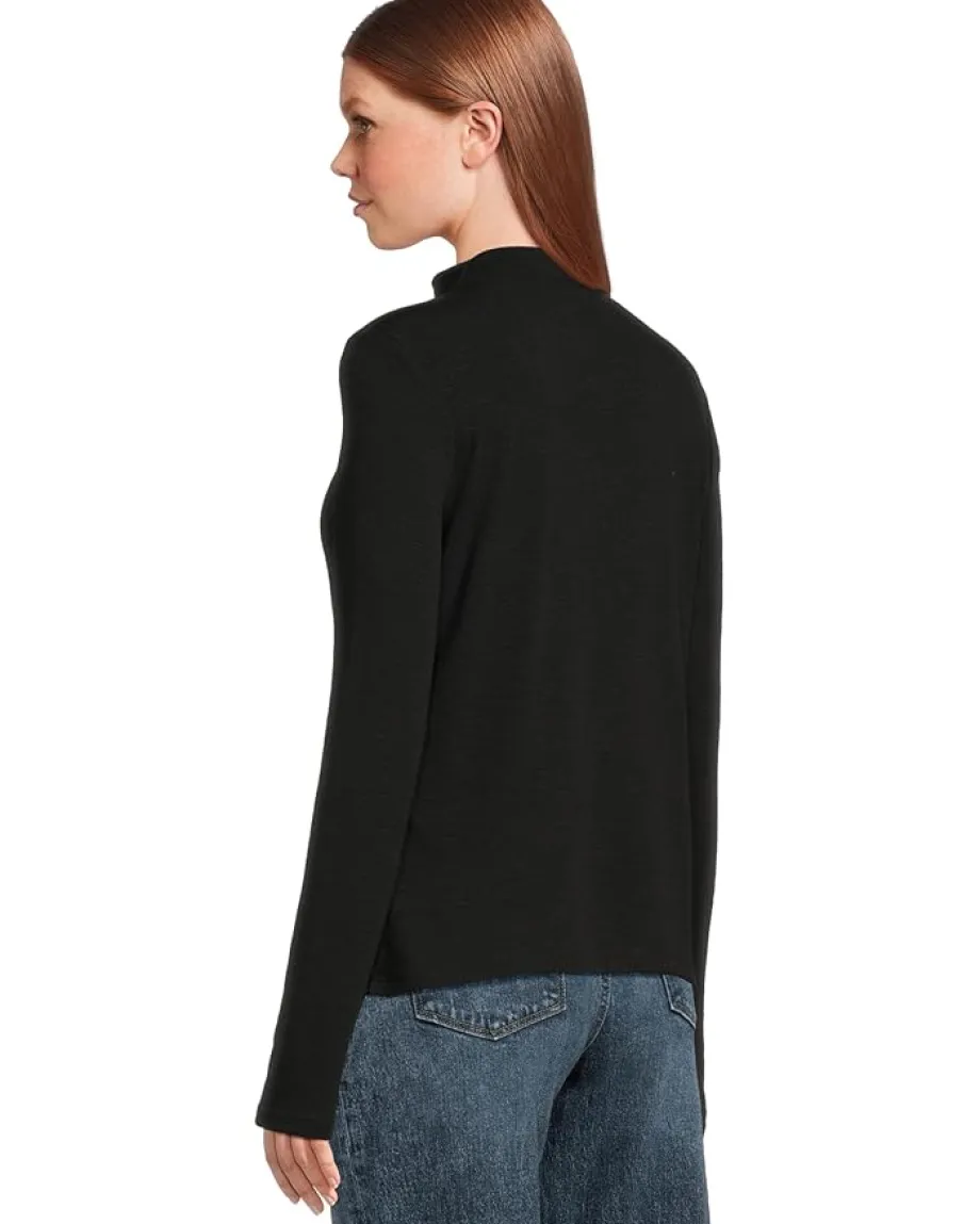 Michael Stars Farrah Mock Neck Top Black Best