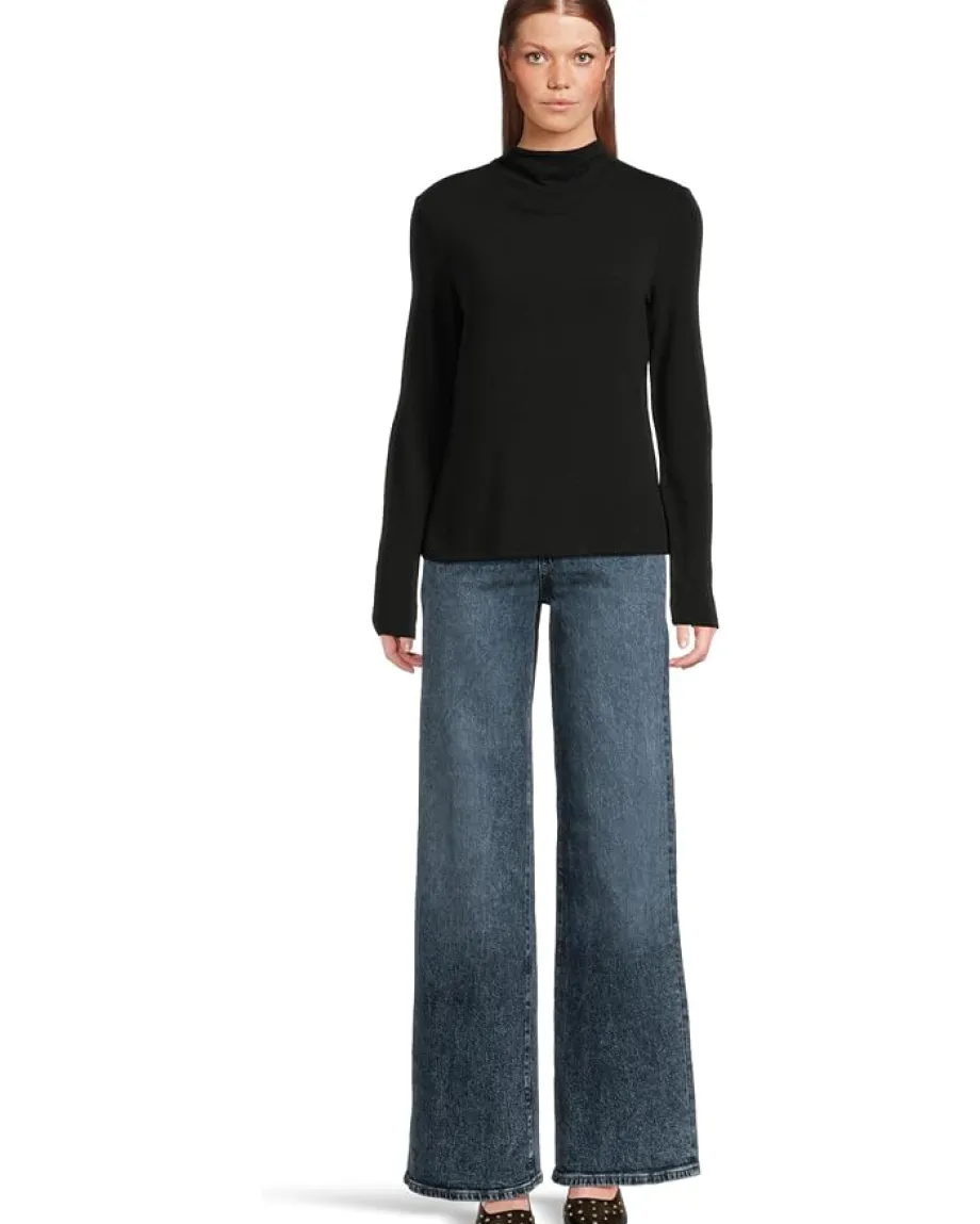 Michael Stars Farrah Mock Neck Top Black Best