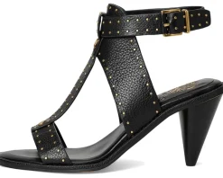 Vince Camuto Faunie Studded Cone Heel Sandals Black Clearance