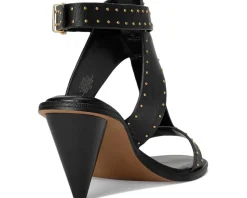 Vince Camuto Faunie Studded Cone Heel Sandals Black Clearance