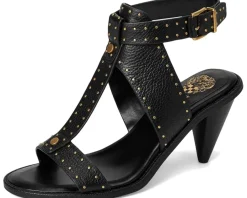 Vince Camuto Faunie Studded Cone Heel Sandals Black Clearance