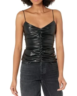 7 For All Mankind Faux Leather Ruched Cami Black Online