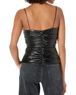 7 For All Mankind Faux Leather Ruched Cami Black Online