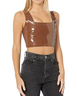 Commando Faux Patent Leather Crop Top FLT110 Cinnamon Online