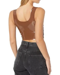Commando Faux Patent Leather Crop Top FLT110 Cinnamon Online
