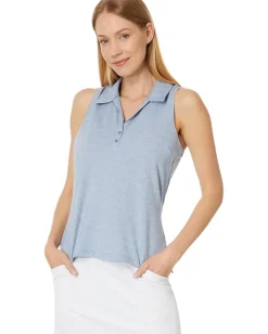 TravisMathew Featherweight Active Sleeveless Polo Heather Moonlight Blue Hot