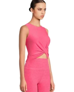 Beyond Yoga Featherweight Center Stage Cropped Tank Vivid Pink Heather New