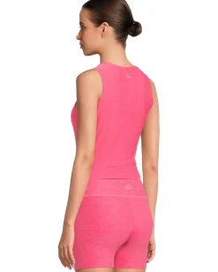 Beyond Yoga Featherweight Center Stage Cropped Tank Vivid Pink Heather New