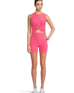 Beyond Yoga Featherweight Center Stage Cropped Tank Vivid Pink Heather New
