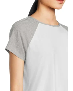 Beyond Yoga Featherweight Colorblock Tee Cloud White/Silver Mist New