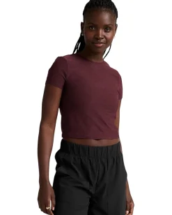 Beyond Yoga Featherweight Cropped Tee Midnight Burgundy Heather Online