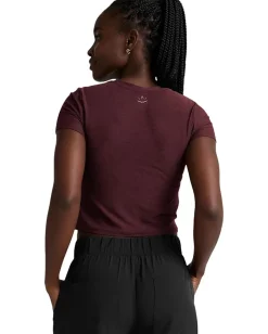 Beyond Yoga Featherweight Cropped Tee Midnight Burgundy Heather Online