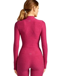Beyond Yoga Featherweight Moving On Cropped Pullover Cranberry Heather Clearance