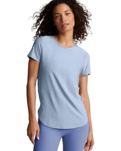 Beyond Yoga Featherweight On The Down Low Tee Blue Zen Heather Sale