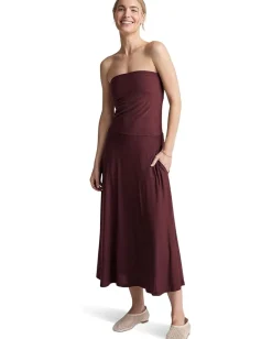 Beyond Yoga Featherweight Strapless Dress Midnight Burgundy Heather Outlet