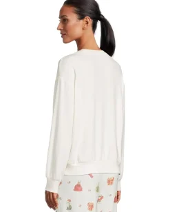 P.J. Salvage Feline Festive Crewneck Top Ivory Cats New