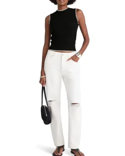 Madewell Femme Peplum Emi Sleevless Stitch Top Black Ivory Comobo Discount