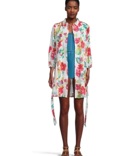 Tommy Bahama Fiesta Floral Shirt Dress White Sale