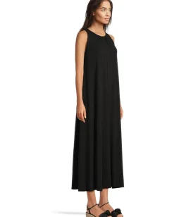 Eileen Fisher Fine Stretch Jersey Knit Maxi Dress Black Discount