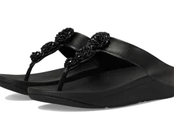 FitFlop Fino Beadie-Button Metallic Toe-Post Sandals Metallic Black Online