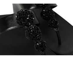 FitFlop Fino Beadie-Button Metallic Toe-Post Sandals Metallic Black Online