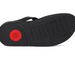 Women FitFlop Fino Crystal-Chain Leather Toe-Post Sandals