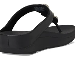 Women FitFlop Fino Crystal-Chain Leather Toe-Post Sandals