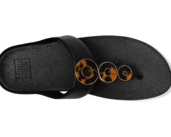 Women FitFlop Fino Resin-Hoop Leather Toe-Post Sandals