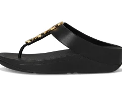 Women FitFlop Fino Resin-Hoop Leather Toe-Post Sandals