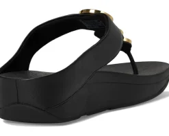 Women FitFlop Fino Resin-Hoop Leather Toe-Post Sandals