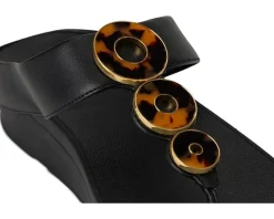 Women FitFlop Fino Resin-Hoop Leather Toe-Post Sandals