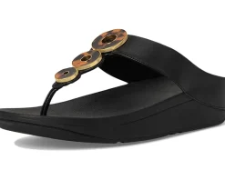 Women FitFlop Fino Resin-Hoop Leather Toe-Post Sandals