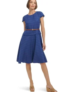 Tommy Hilfiger Fit and Flare Dress Gulf Blue New