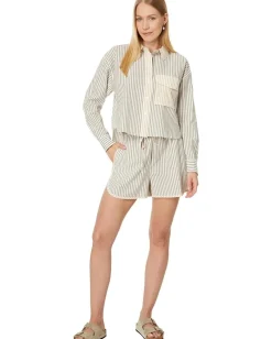 Madewell Flap-Pocket Crop Button-Up Shirt in Poplin Distant Surplus Clearance