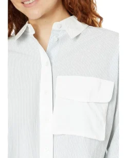 Madewell Flap-Pocket Crop Button-Up Shirt in Poplin Lagoon Online