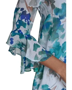 Calvin Klein Floral Chiffon Shift Dress Lake Multi Sale