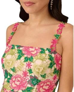 Women Adrianna Papell Floral Embroidery Short Dress