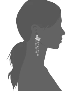 Women Nina Floral Stone Cluster Linear Drop Earrings