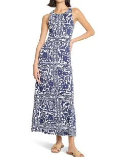 NIC+ZOE Floret Blues Knit Dress Indigo Multi Hot