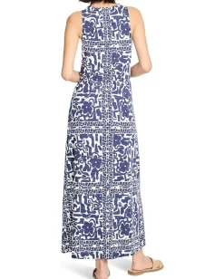 NIC+ZOE Floret Blues Knit Dress Indigo Multi Hot