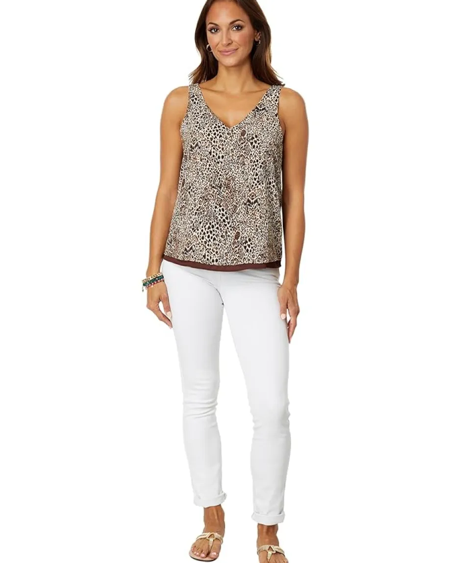 Lilly Pulitzer Florin Straight Hem Top Macadamia Pattern Play Hot