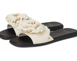 Kate Spade New York Flourish Canvas Flat Sandals Cream/Black New