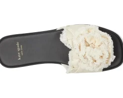 Kate Spade New York Flourish Canvas Flat Sandals Cream/Black New