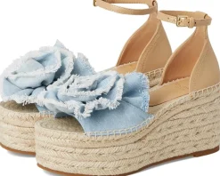 Kate Spade New York Flourish Denim Espadrille Wedge Sandals Denim/Walnut Shell Sale