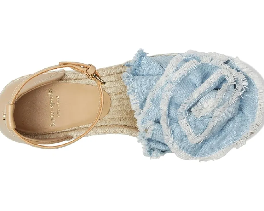 Kate Spade New York Flourish Denim Espadrille Wedge Sandals Denim/Walnut Shell Sale